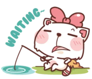 😒 낚시, 고양이, 귀여운, 동물, 만화, 귀여운 telegram sticker