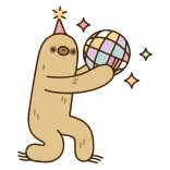 🎉 sloth, party, disco ball, celebration, cute, cartoon, dancing telegram sticker