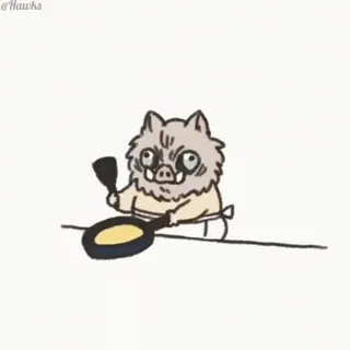 🍳 Inosuke Hashibira Demon Slayer Inosuke, Demon Slayer, cooking, anime, manga, pancake telegram sticker