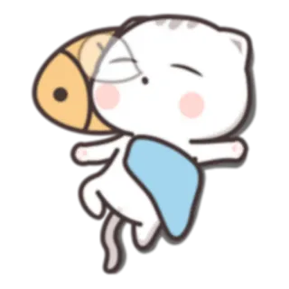 😴 cat, fish, cute, animal, cartoon, sticker telegram sticker