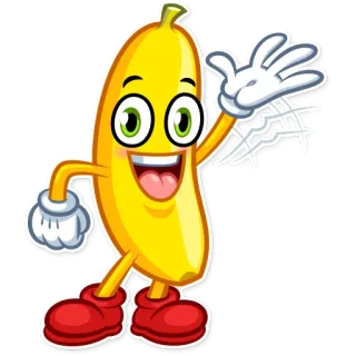 👋 banana, desenho animado, fruta, acenando, feliz telegram sticker
