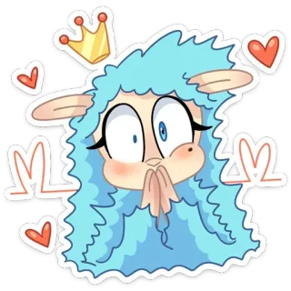 😱 Schaf, süß, Cartoon, Tier, Krone, Herzen, flauschig, Aufkleber telegram sticker