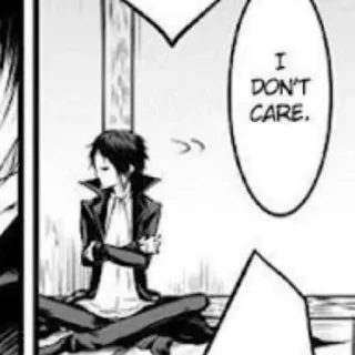 🐈‍⬛️ I DON'T CARE. Anime, Manga, Actitud, Indiferencia, Desinterés telegram sticker