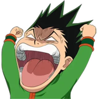 😠 Gon Freecss Hunter x Hunter Anime, Cartoon, Aufgeregt, Feier, Glücklich, Hunter x Hunter, Gon Freecss telegram sticker