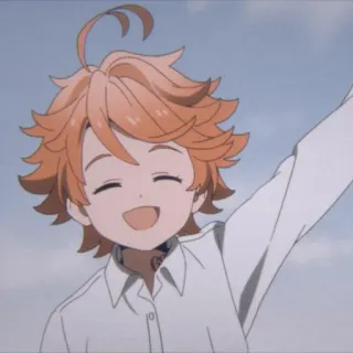 🍊 Emma The Promised Neverland Animé, Personnage, Sourire, Joyeux, Fille telegram sticker
