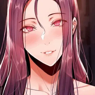 🌒 woman, manhwa, anime, long hair, red eyes, illustration telegram sticker