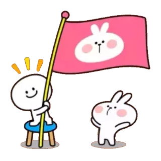 😍 Мультик, Кролик, Человечек, Флаг, Милый, Каваи whatsapp sticker