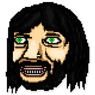 😀 pixel art, cabeza, hombre, ojos verdes, pelo negro whatsapp sticker