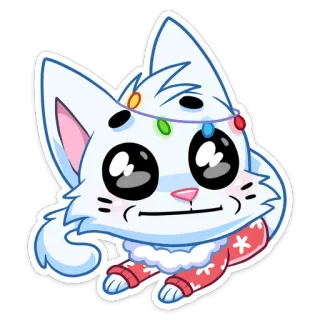 😐 gato, natal, inverno, desenho animado, fofo, animal telegram sticker