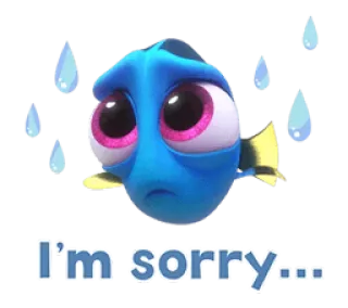 😢 Dory Finding Nemo I'm sorry... 魚, ごめん, 悲しい, 涙, アニメ, 謝罪 telegram sticker