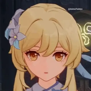 💛 Lumine Genshin Impact Anime, Dibujos animados, Videojuego, Lumine, Genshin Impact, Pelo rubio telegram sticker