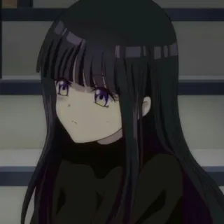 ➖ anime, manga, girl, black hair, purple eyes, portrait telegram sticker