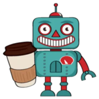 ☕ робот, кофе, напиток, мультфильм, технологии, машина telegram sticker