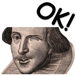 👌 William Shakespeare OK! 셰익스피어, 문학, 초상화, 윙크, 확인 whatsapp sticker
