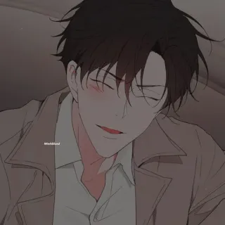 😄 Mockfriend Anime, Uomo, Personaggio, Illustrazione, Arte digitale, Rossore telegram sticker
