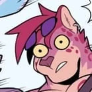 😯 funny, surprised, shocked, cartoon, pink, purple whatsapp sticker