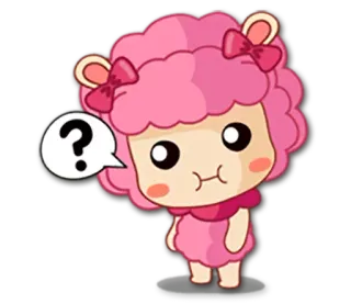 ❓ Schaf, Fragezeichen, niedlich, Tier, Cartoon, rosa, Sticker, verwirrt whatsapp sticker