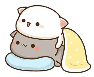 😜 kawaii, kucing, imut, tidur, hewan, kartun telegram sticker