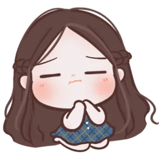 🧸 chibi, mignon, suppliant, kawaii, désolé, fille telegram sticker