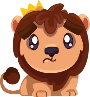 😒 лев, корона, милый, животное, мультфильм, король telegram sticker
