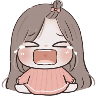 🩰 chorando, triste, lágrimas, emocional, menina, desenho animado telegram sticker