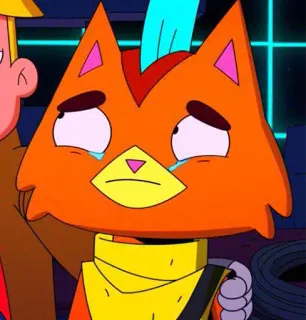 😿 Gary Goodspeed's cat Final Space gatto, cartone animato, arancione, triste telegram sticker