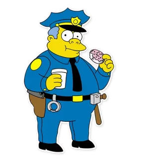 🍩 Chief Wiggum The Simpsons ตำรวจ, โดนัท, ตำรวจ, การ์ตูน telegram sticker