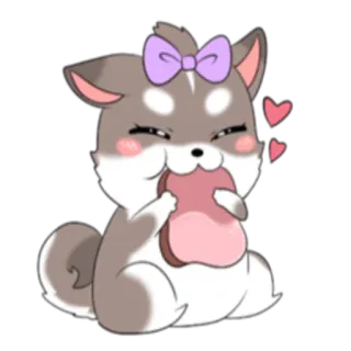 🍔 cane cartone animato, carino, kawaii, adesivo cane, adesivo animale, cartone animato, cuori telegram sticker