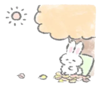 🕯 lapin, arbre, mignon, nature, animal, dessin telegram sticker