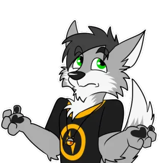 🧐 furry, wolf, anthropomorphic, character, cartoon, sticker, meme telegram sticker