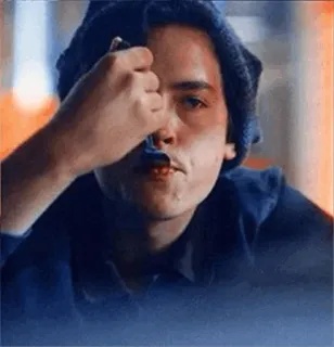 ✨ Jughead Jones Riverdale Джагхед, Ривердейл, Подростковая драма, Шапка, Ложка, Еда, Коул Спроус telegram sticker
