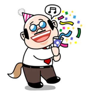 🎉 fête, célébration, dessin animé, confettis, homme, musique, chapeau telegram sticker