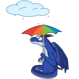 🌧 dragon, umbrella, rain, cloud, cartoon, cute, weather, sad telegram sticker