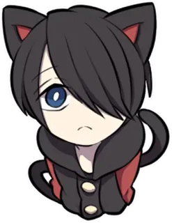 😶 Anime, Katzenohren, Chibi, Kawaii, Süß, Illustration, Cartoon telegram sticker