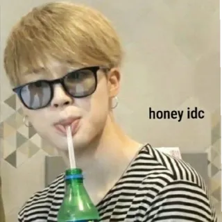 😄 honey idc kpop, 아이돌, 선글라스, 음주, 밈, 신경 안 써 telegram sticker