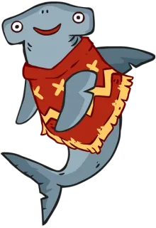😀 hammerhead shark, animal, cartoon, fish, ocean, sea, funny telegram sticker