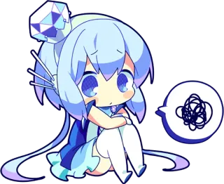 🙁 Chibi, Anime, Imut, Biru, Stiker, Bingung telegram sticker