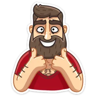 👍 Dibujo animado, Hombre, Barba, Pulgares arriba, Feliz whatsapp sticker