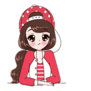 🙇 desenho animado, menina, anime, fofo, adesivo, feminino, morena telegram sticker