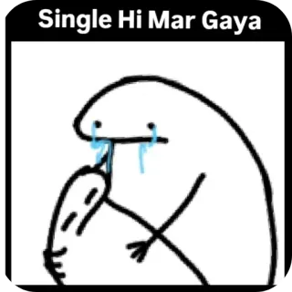 👍 Single Hi Mar Gaya single, sad, crying, cartoon, lonely telegram sticker