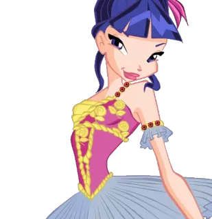 😄 Musa Winx Club fada, desenho animado, roxo, rosa, magia telegram sticker