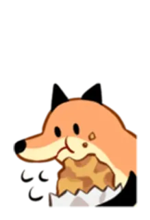 😗 狐狸, 吃, 动物, 可爱, 卡通, 零食 telegram sticker
