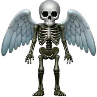 💀 bộ xương, đôi cánh, thiên thần, cái chết, halloween, đầu lâu, rùng rợn, xương whatsapp sticker