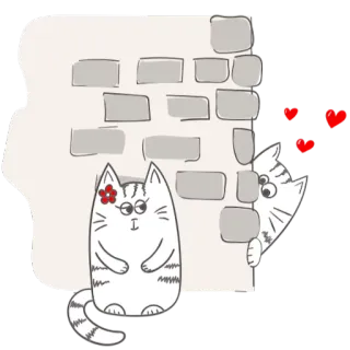 😷 gatto, gattino, amore, muro, cuori whatsapp sticker