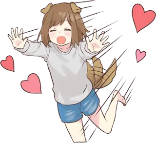 😍 Anime, Perro, Corazones, Lindo, Feliz, Dibujos animados telegram sticker