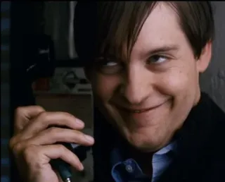 📞 Peter Parker Spider-Man 3 smirk, villain, tobey maguire, spider-man, evil, dark telegram sticker
