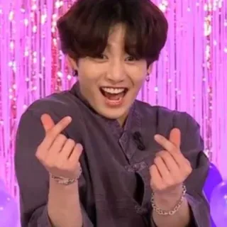 💜 Jungkook kpop, jungkook, bts, cuore con le dita, idol, cantante, asiatico telegram sticker