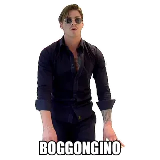 😎 BOGGONGINO мужчина, солнцезащитные очки, boggongino, человек, рубашка, позирует whatsapp sticker