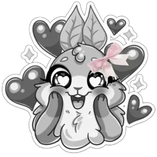 ❤️ coelho, fofo, corações, kawaii, desenho animado, animal, amor telegram sticker
