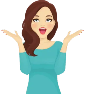 😀 Frau, Cartoon, aufgeregt, Brünette, fröhlich whatsapp sticker